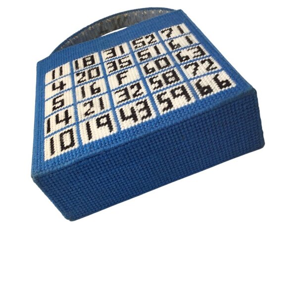 Vintage Needlepoint Bingo Game Bag Purse Tote Grannycore Double Side Grandma - Picture 9 of 14